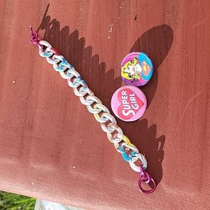 Adorable Comic Book Jewelry Super Girl and fantastic bracelet